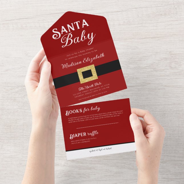 Invitation Tout En Un Père Noël Baby Christmas Santa Claus costume Baby  (Déchirure)