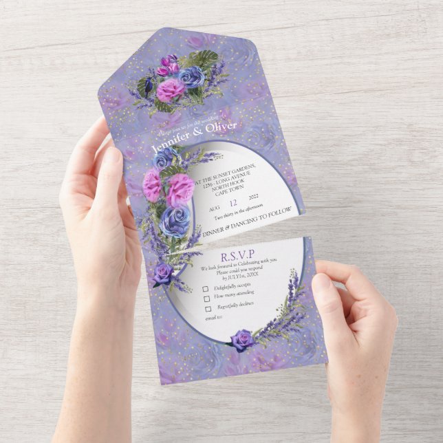 Invitation Tout En Un Pery Peri Aquarelle Roses & Tulipes Tout En Un (Déchirure)