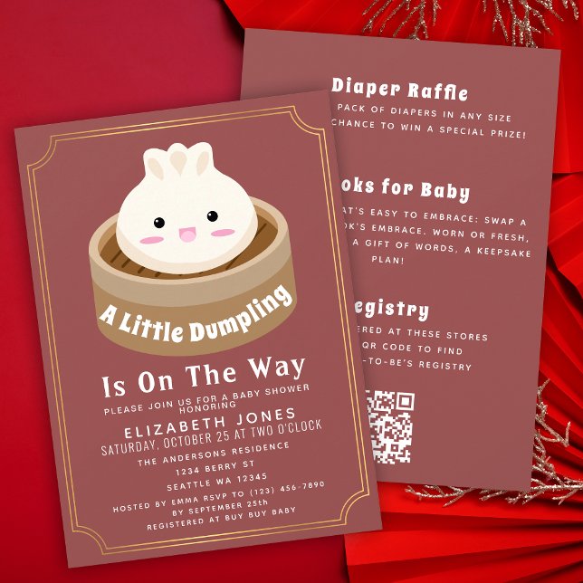 Invitation Tout en Un Petit Baby Shower Code QR Boulette (Créateur téléchargé)
