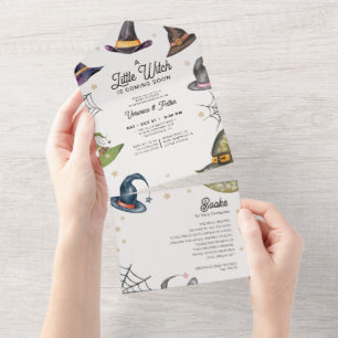 Invitation Tout En Un Petit Baby shower d'Halloween sorcière Tous un Inv