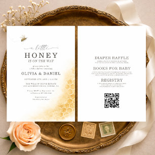 Invitation Tout en Un Petit Bébé Abeille Miel Couple Baby Sho