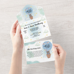 Invitation Tout En Un petit homme aventure attend le baby shower