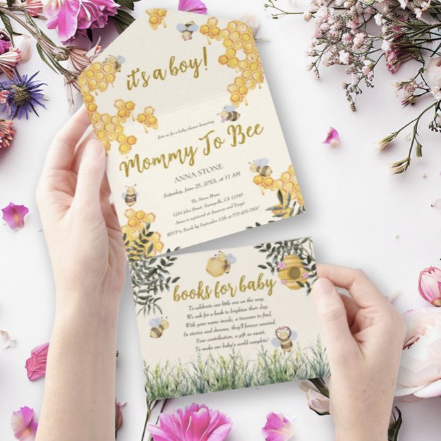 Invitation Tout En Un Petit maman pour être mignonne Baby shower Honeyco (Créateur téléchargé)