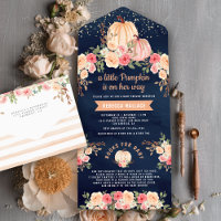 Petite citrouille rose pêche florale marine Baby S