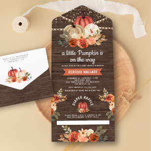 Invitation Tout En Un Petite citrouille rustique en terre cuite pour Bab