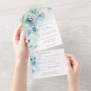 Invitation Tout En Un Petites Fleurs Blanches Mariage Tout en un