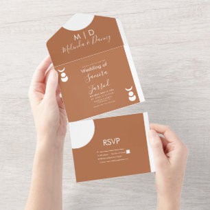 Invitation Tout En Un Phases Lune Terracotta Formes Mariage