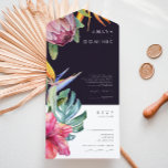 Invitation Tout En Un Phoque Coloré Tropical Violet Et Envoyer<br><div class="desc">Ce phoque photo couleur violet tropical et envoyer l'invitation tout-en-un est parfait pour votre destination boho moderne, vert, violet, mariage pêche. Le design présente un élégant bouquet de verdure couleur d'eau de plage classique et des fleurs qui peuvent inclure l'eucalyptus vert sauge, le mauve et la protéa rouge, l'hibiscus rose...</div>