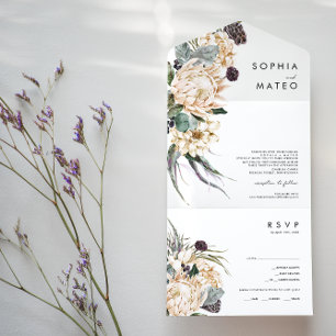 Invitation Tout En Un Phoque Florale Blanche Sceau Et Envoyer