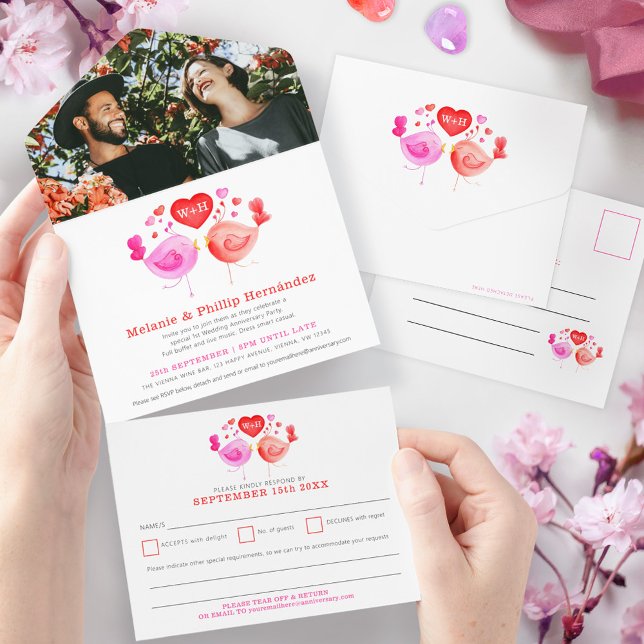 Invitation Tout En Un Photo anniversaire du mariage Inséparable avec RSV (Créateur téléchargé)