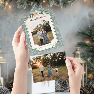 Invitation Tout En Un Photo botanique de Noël Cozy Rustic Sage