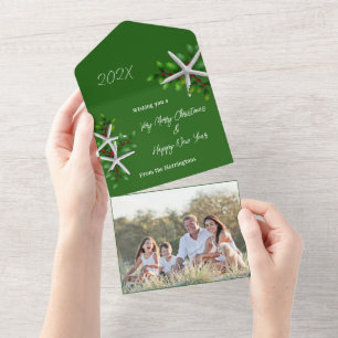 Invitation Tout En Un Photo de vœux de Noël Étoile de mer