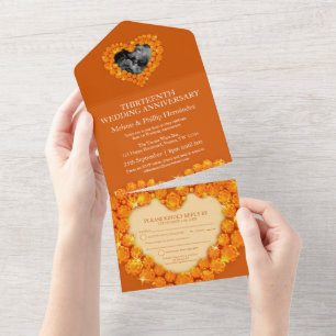 Invitation Tout En Un Photo du 13e anniversaire de mariage citrine orang
