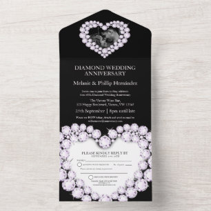 Invitation Tout En Un photo du 60e anniversaire de mariage de diamant en
