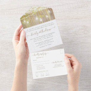 Invitation Tout En Un Photo Elégante Forêt rustique Grove Mason Jar