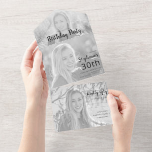 Invitation Tout En Un Photo Élégante Tout En Un Anniversaire