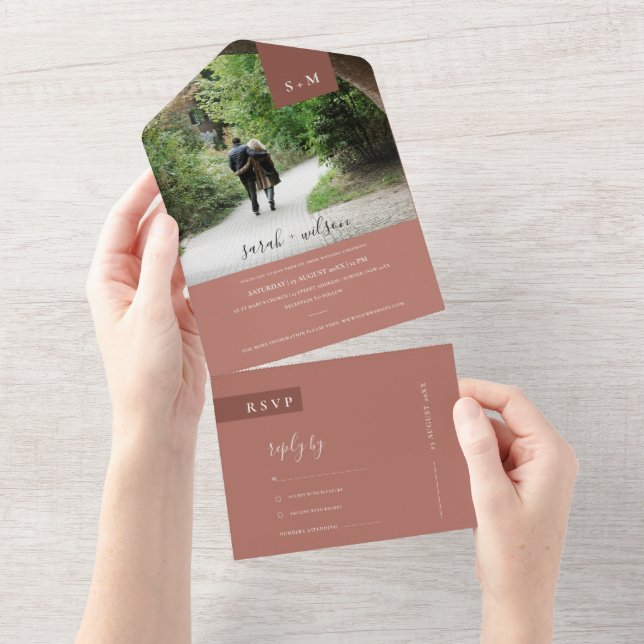 INVITATION TOUT EN UN PHOTO MARIAGE DU MONOGRAMME DE LA POUSSIÈRE MINIMA (Déchirure)