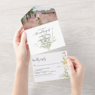 Invitation Tout En Un Photo Mariage fleur sauvage