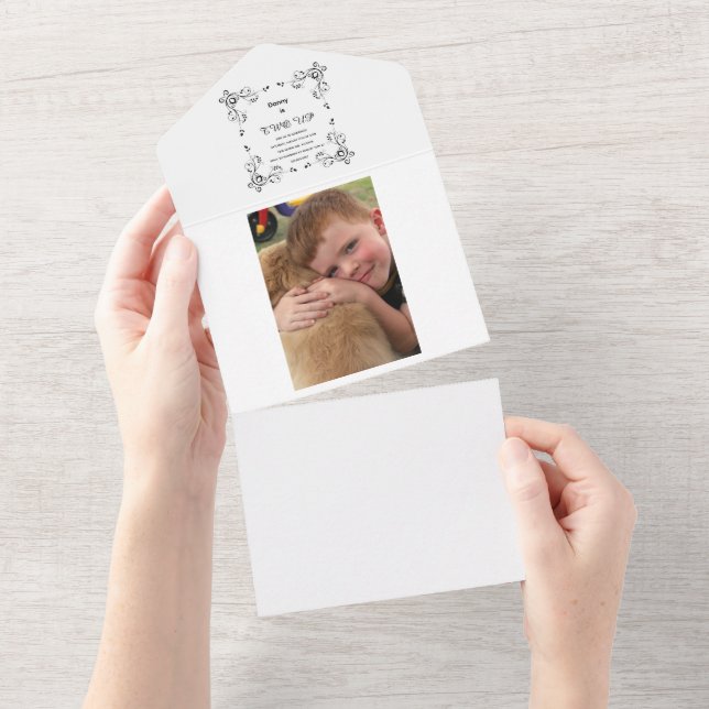 Invitation Tout En Un Photo moderne du 2e anniversaire (Déchirure)