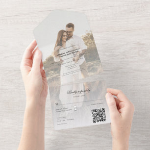 Invitation Tout En Un Photo moderne et Mariage de superposition