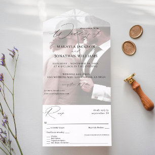 Invitation Tout En Un Photo Moderne Vertical 4 Mariage