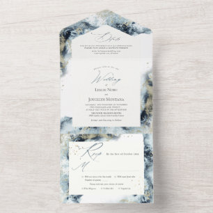Invitation Tout En Un PixDezines Abstrait Galaxy Midnight Blue Gold