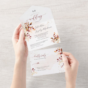 Invitation Tout En Un PixDezines Elégant Chute Foliage Gomme Eucalyptus