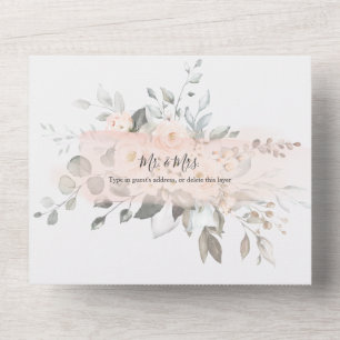 Invitation Tout En Un PixDezines Élégantes Peonies Blush