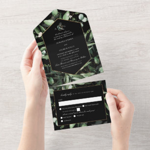 Invitation Tout En Un PixDezines H2 Rustique Gum Eucalyptus avec RSVP