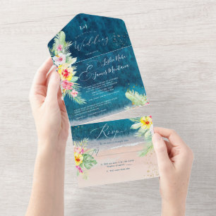 Invitation Tout En Un PixDezines Tropical Paradise Beach Event