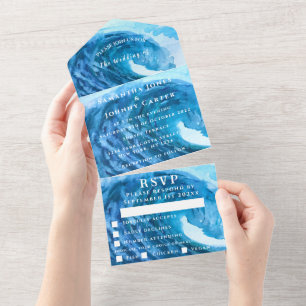 Invitation Tout En Un Plage Aquarelle Tropicale Destination Ocean Wave