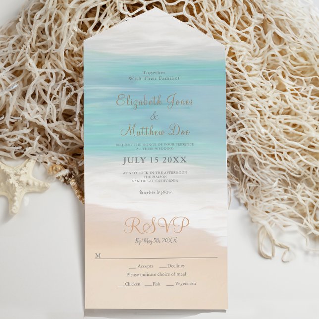 Invitation Tout En Un Plage Balnéaire / Oceanside Beach Mariage (Créateur téléchargé)