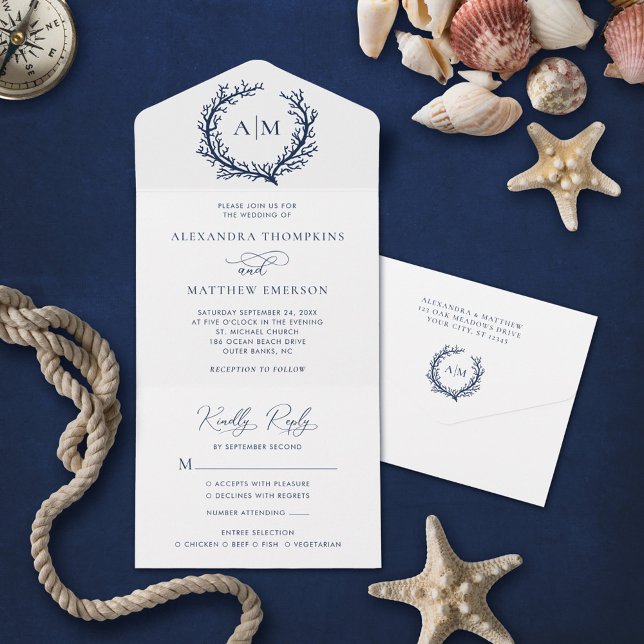 Invitation Tout En Un Plage Nautique Coral Reef Mariage (Créateur téléchargé)
