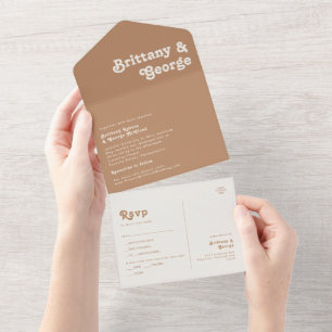 Invitation Tout En Un Plage Retro   Sceau Brown et envoi