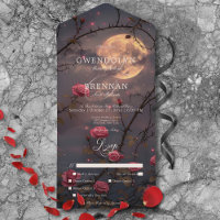 Pleine lune gothique foncée et sang Roses rouges D