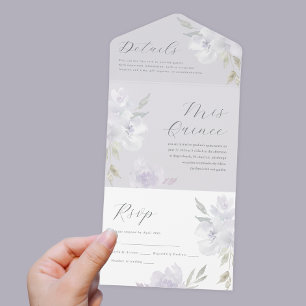 Invitation Tout En Un Plutôt Violet Floral Quinceanera 15 ans