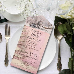 Invitation Tout En Un Pneus Roses blanches hiver Pine neige photo Noël