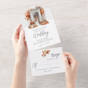 Invitation Tout En Un Porte Avant Mariage Automne Rsvp
