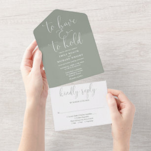 Invitation Tout En Un Pour Avoir Et Tenir Le Mariage Vert Sage Script