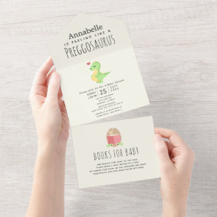 Invitation Tout En Un Preggosaurus Cute Funny Dinosaur Baby shower