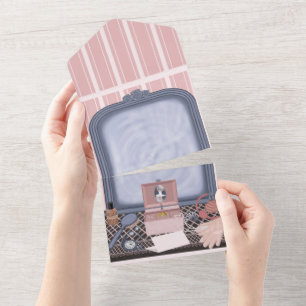 Invitation Tout En Un Promesse rose - Miroir vide