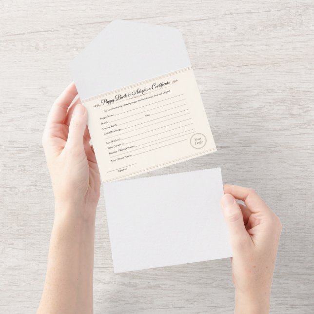 Invitation Tout En Un Puppy Birth & Adoption Certificate – (Déchirure)