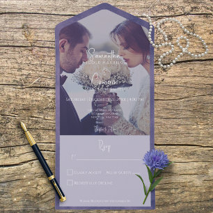 Invitation Tout En Un Purple Photo Moderne Sans Dîner