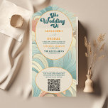 Invitation Tout En Un QR Code Boho Retro coloré Mariage floral<br><div class="desc">Préparez-vous à un mélange branché de vibrations rétro et de technologie moderne avec notre "QR Code Super Retro les années 70 Floral Mariage All in One Invitation." Cette invitation n'est pas seulement votre invitation de mariage typique ; c'est un pont entre le passé et le présent. Que vous fêtiez votre...</div>
