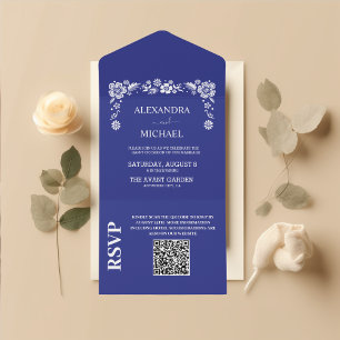 Invitation Tout En Un Qr Code Destination Grèce Santorin Mariage