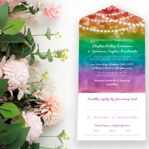 Invitation Tout En Un Rainbow Ombre String Lights Gay Wedding