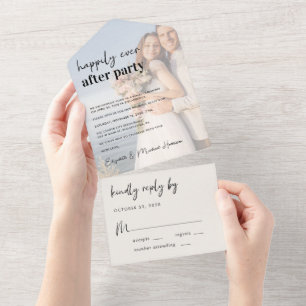 Invitation Tout En Un Réception De Mariage De Crème Chic