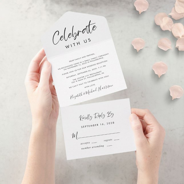 Invitation Tout En Un Réception de mariage élégant écriture (Créateur téléchargé)