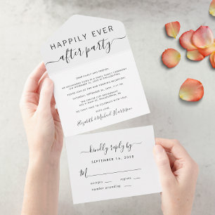 Invitation Tout En Un Réception de mariage et d'après-mariage Heureux Po