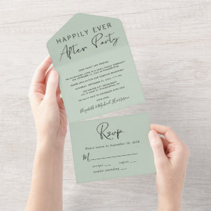 Invitation Tout En Un Réception de mariage Heureux pour toujours Vert sa